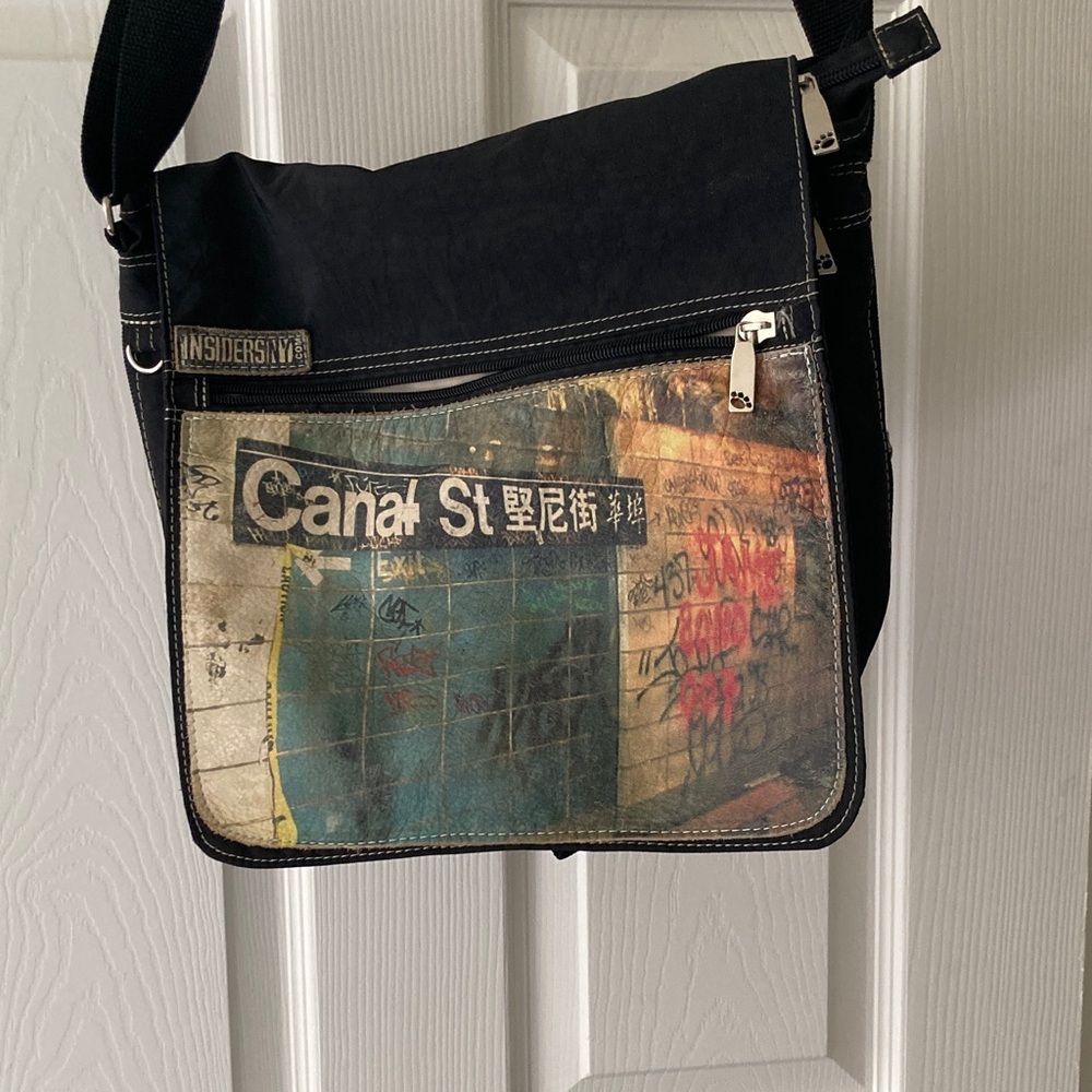 Black and Multicolor Messenger Bag